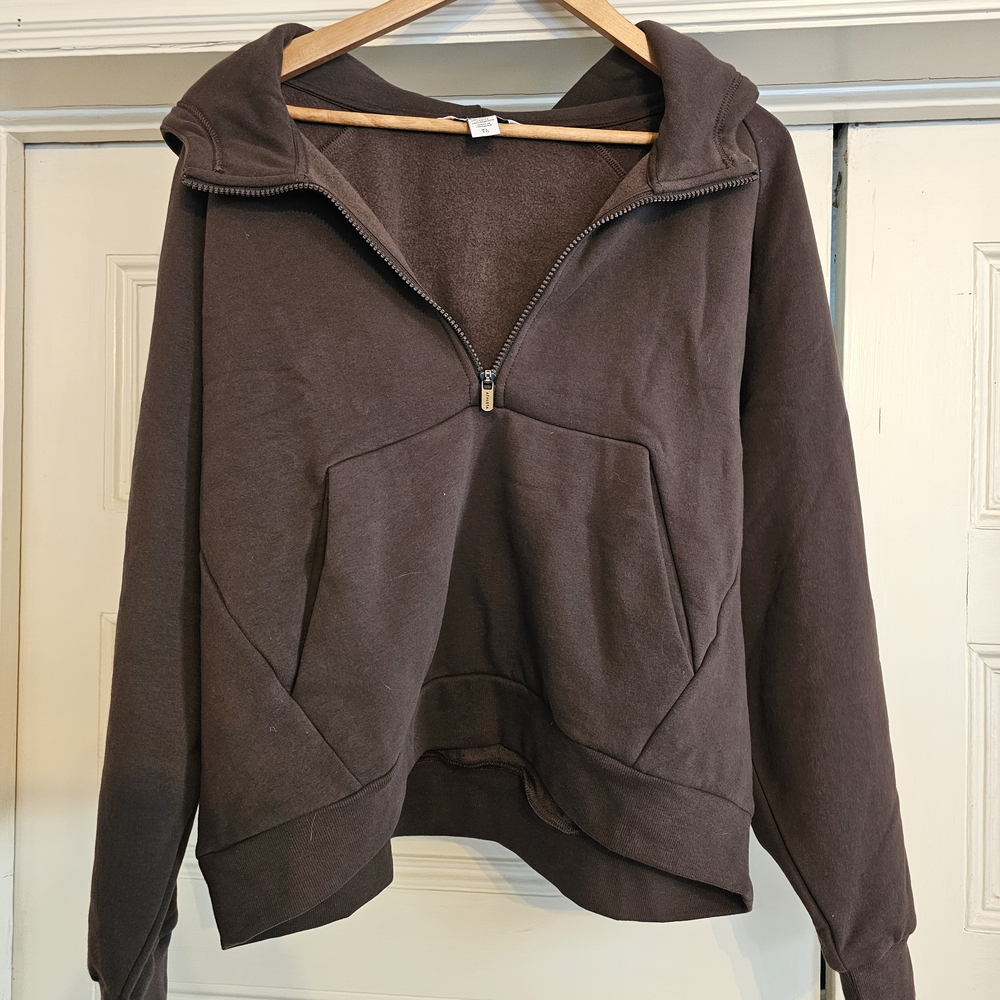 Athleta Dark Brown Full Zip Forever Fleece Hoodie- XL
